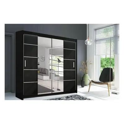 (Black, cm) Modern Oslo Mirrored Wardrobe