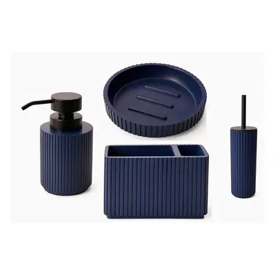 (Blue Pieces Set ) Textured Edge Bathroom Accessories Organiser Set