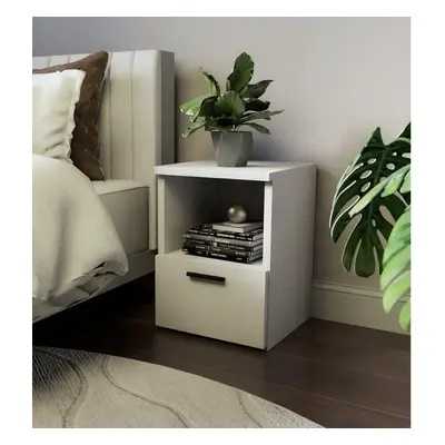 (White) Bedside Drawers, Bedside Cabinet, Drawer, Metal Runners, White. Size: H40 x W30 x D30 cm