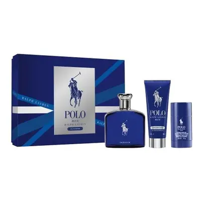 Polo Blue Pcs Set: 4.2 Eau De Parfum Spray + 3.4 Oz Hair & Body Wash + 2.6 Oz Alcohol-Free Deodo