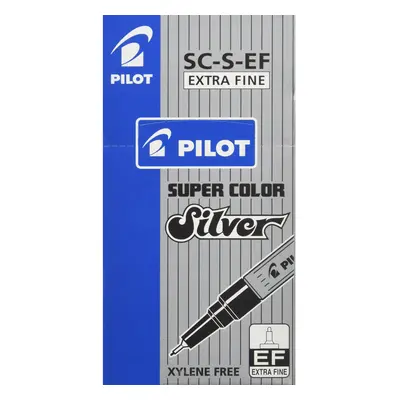 Pilot Super Colour Extra Fine Marker Bullet 1.0 mm Tip - Silver Box of