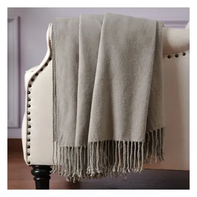 CUDDLE DREAMS Silk Throw Blanket with Fringe Pure Mulberry Silk Naturally Soft Breathable (Gray)