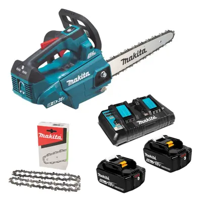 Makita DUC256PT2 Twin 18v/36v LXT Cordless Lithium Chainsaw 250mm 2x5.0ah +Chain