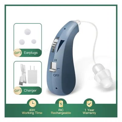 (blue) Hearing Aids Amplifier Rechargeable Seniors Digital Lightweight Adult Wireless Noise Canc