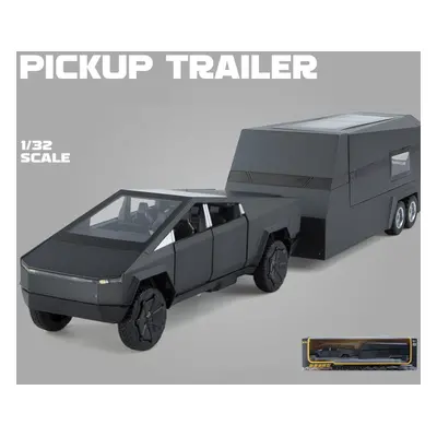 (grey, 1/32-36x6.5x7cm) 1/32 Scale Cybertruck Pickup Trailer Diecast Car Model Toy,pull Back Toy