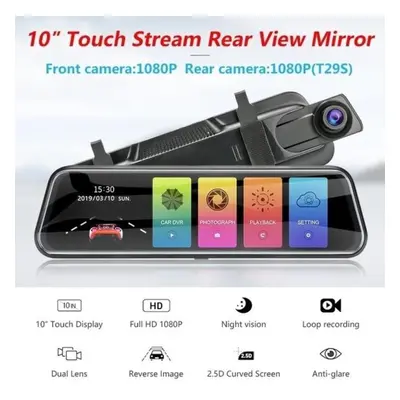 (black, inch driving recorder) 10&apos;&apos; Touch Screen 720p/1080p Car Dvr Dash Camera Dual L