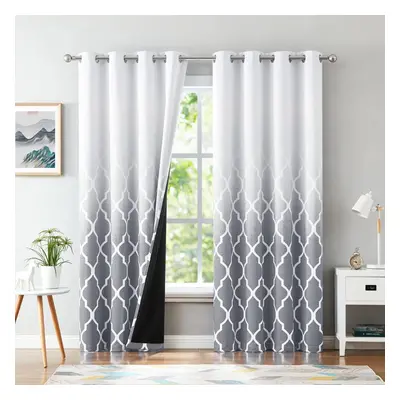 (W 50" x 90" (2 Panels), Grey) Grey Ombre Blackout Curtains for Living Room Inch Drop Geometric 