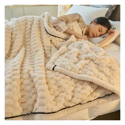 (beige, 200*230cm) Double-sided Golden Turtle Velvet Blanket, Nap Thickened Plush Cover Blanket,