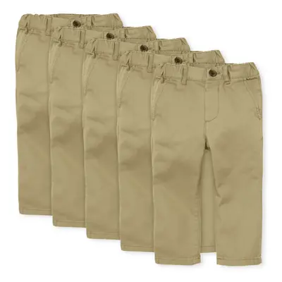 The Children's Place Baby Boys' and Toddler Stretch Skinny Chino Pants Flax 5-Pack 4T