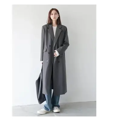 (gray, S) Upgrade Your Winter Style With This Long Grey Wool Coat For Women