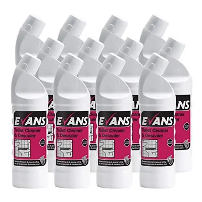 Evans Thick Heavy Duty Acidic Toilet Cleaner and Descaler 1ltr x12 Bottles