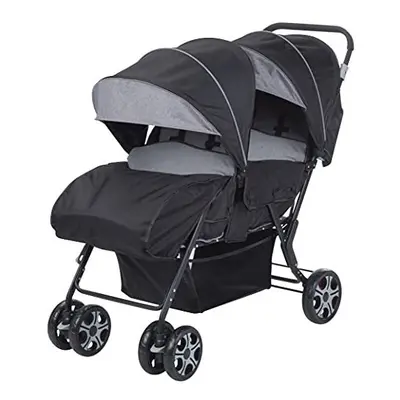 Safety 1st Teamy Double, Light and Compact, Twin Stroller from birth/6m+ to 22kg, Black Chic