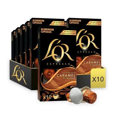 Espresso Caramel Flavour Coffee Pods X10 (Pack of 10, Total Capsules) (100, Caramel)