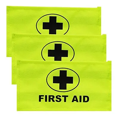 Triple Pack Yellow First Aider Aid ID Identification Armband Badge Sleeve