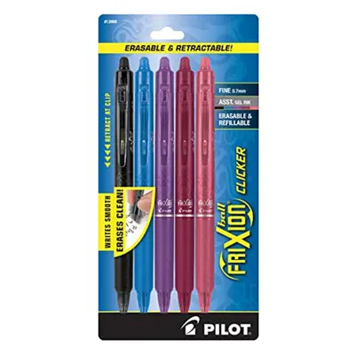 Pilot Frixion Clicker Erasable Pen Fine 0.7 mm Assorted Gel ink. pack