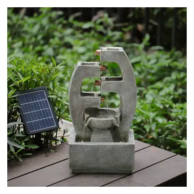 Resin Tiered Solar Water Fountain with Lights