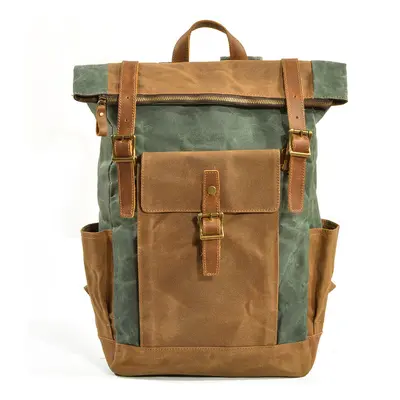 (Cyan) Men Women Travel Vintage Backpack Canvas Waterproof Outdoor Large Capacity Backpack Unise