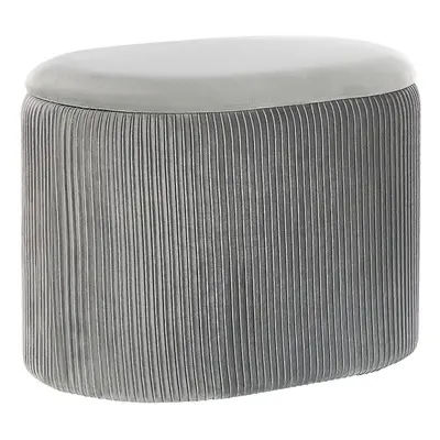 Velvet Storage Pouffe Light Grey RICHLAND