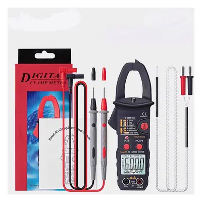 (Black) Digital Clamp Multimeter Counts Professional True RMS AC/DC Voltage Current Tester