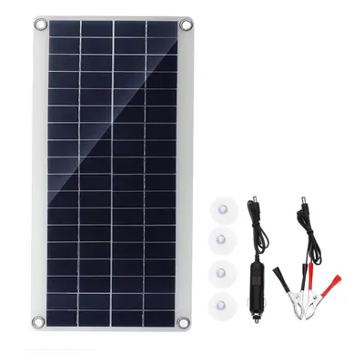 20W Portable Solar Panel Kit DC USB Charging Double USB Port Suction Cups Camping Traveling