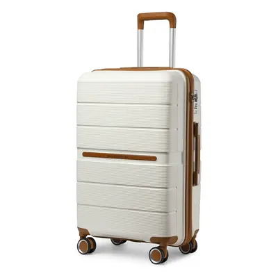 (Cream, K2392L NY SUITCASE) British Traveller Hard Shell Suitcase