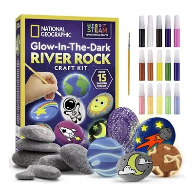 National Geographic Glow in The Dark Rock Painting Kit - Arts & Crafts Kit for Kids, Decorate Ri