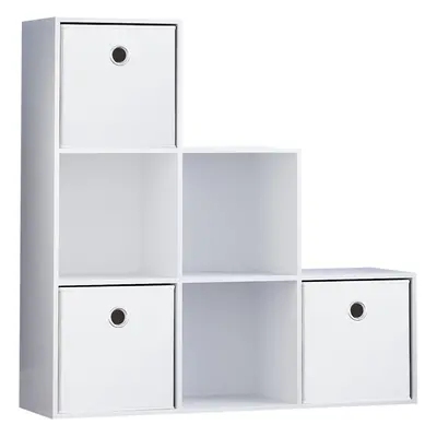 (White, White) Durham Cube Staircase Shelf Basket Drawers