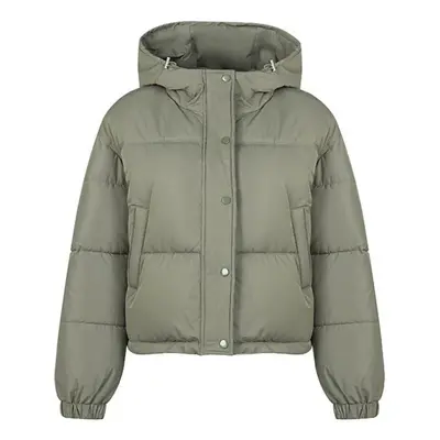 (army green, M) Women Autumn Winter Soild Color Thicken Outwear Cotton Padded Hooded Warm Jacket