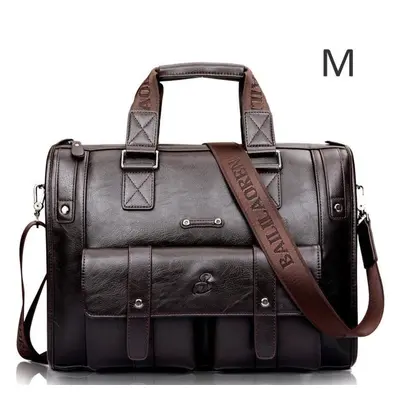 (dark brown, small) Men Leather Black Briefcase Business Handbag Messenger Male Vintage Shoulder