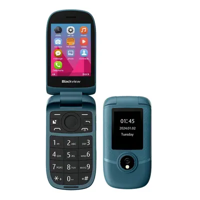 (Blue) Blackview N2000 Flip Mobile Phone 48MB+128MB