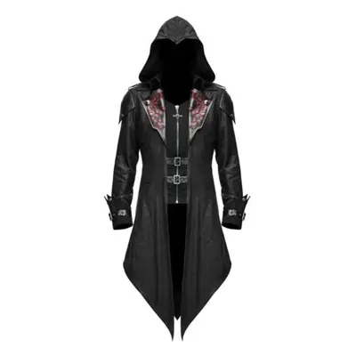 (black, M) Men Tailcoat Jacket Medieval Costume Gothic Steampunk Black Retro Long Sleeve Uniform