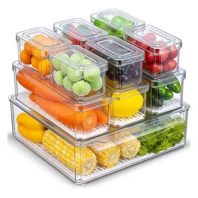 (set of 10) Stackable Fridge Storage Containers with Lids, BPA-Free Pantry Organizers and Storag