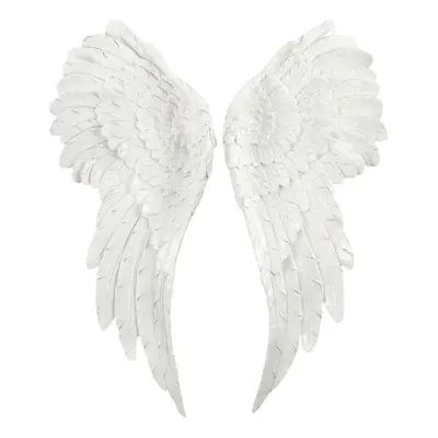 Large Pair Angel Wings White Glitter 54cm Wall Art Hanging Home Decoration