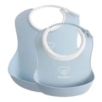 Feeding Bib Set (Baby Bib + Small Baby Bib), Powder Blue