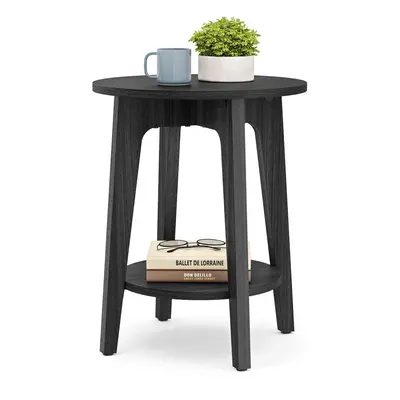 VASAGLE Side Table Small Round End Table with Lower Shelf Nightstand for Small Spaces Living Roo