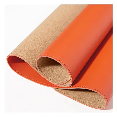 (Orange) 90*43cm Cork Double-sided Use Mouse Pad Rollable PU Leather Anti-scratch Desk Mat Gamin