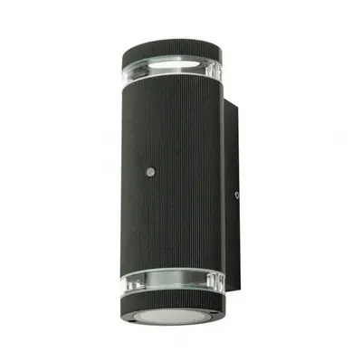 Litecraft Holme Outdoor Up Down Wall Light With Photocell Sensor Black