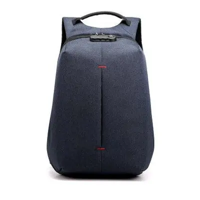 (Blue) USB Chargering Password Backpack 20-35L Large Capacity Outdoor Waterproof Men Business La