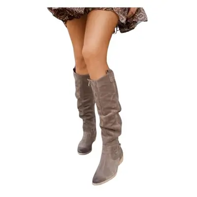 (39, grey) Women's Winter Side Zipper Suede Tall Women's Boots