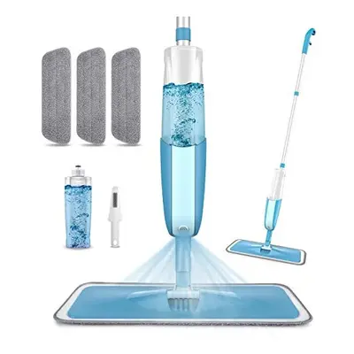 Spray Floor Mop, PAPCLEAN Microfibre Spray Mop with Reusable Pads and 410ML Refillable Bottle, D