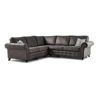 (Charcoal) Oakland Large Leather Corner Sofa - Colours