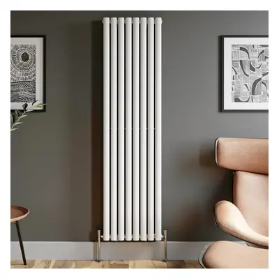 Designer Radiator Vertical White Oval Column Rads Double Panel 1800x480mm