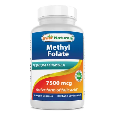 Methyl Folate mcg (7.5mg) (Most Bio-Available) Veggie Capsule - Supports Cell Formation Growth F