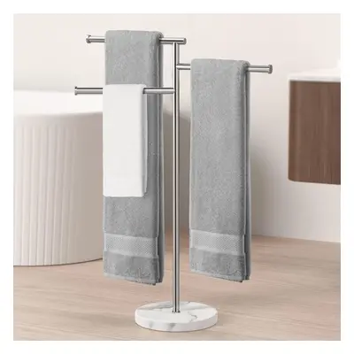 (3-Arm, Polished Steel) Towel rack symbol with swivel arm, bathroom towel rack weighted marble b