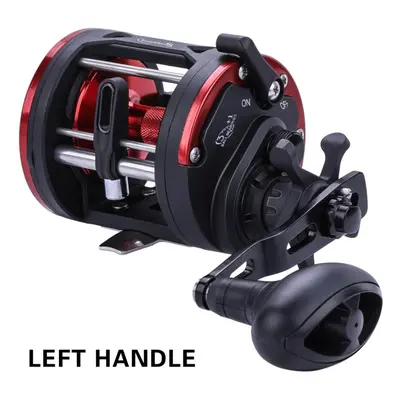 (red, Left) Trolling Fishing Reel Round Baitcasting Reel Graphite Body Large Line Capacity 3+1 B