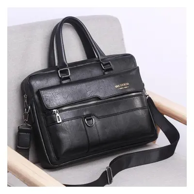 (black) Weixier Business Shoulder Bag Men Messenger Bag Vintage Pu Leather Crossbody Bag For Mal