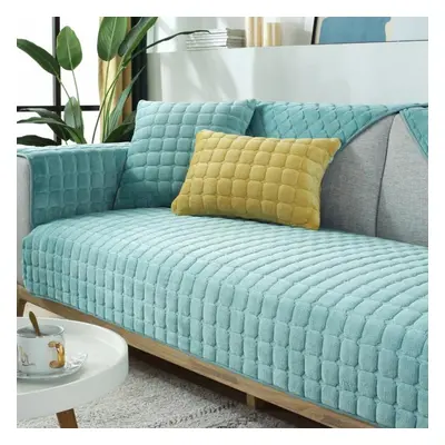 (lake green, 110x240cm) Plush Sofa Covers Sofa Cushion Universal Slipcover Four Seasons Non-slip