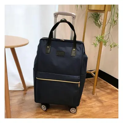 (blue, L) Short Distance Travel Large Capacity Waterproof Luggage Bag Boarding Trolley Box Light