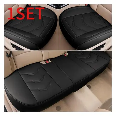 (black, 1set (2front&1rear cover)) Universal Ultra-luxury Car Seat Cover Full Set Black Upgrade 