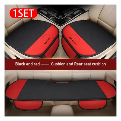 (red, set) Car Seat Cushion Butt Leather Linen Flax Cushion Non-slip Breathable Car Seat Cushion